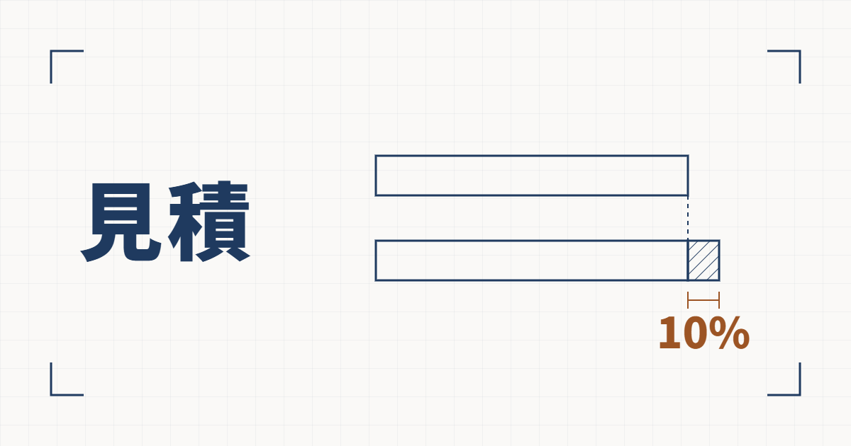 同じ長さの帯2本のうち下の帯にだけ10%の部分が足された線図と、見積という見出し